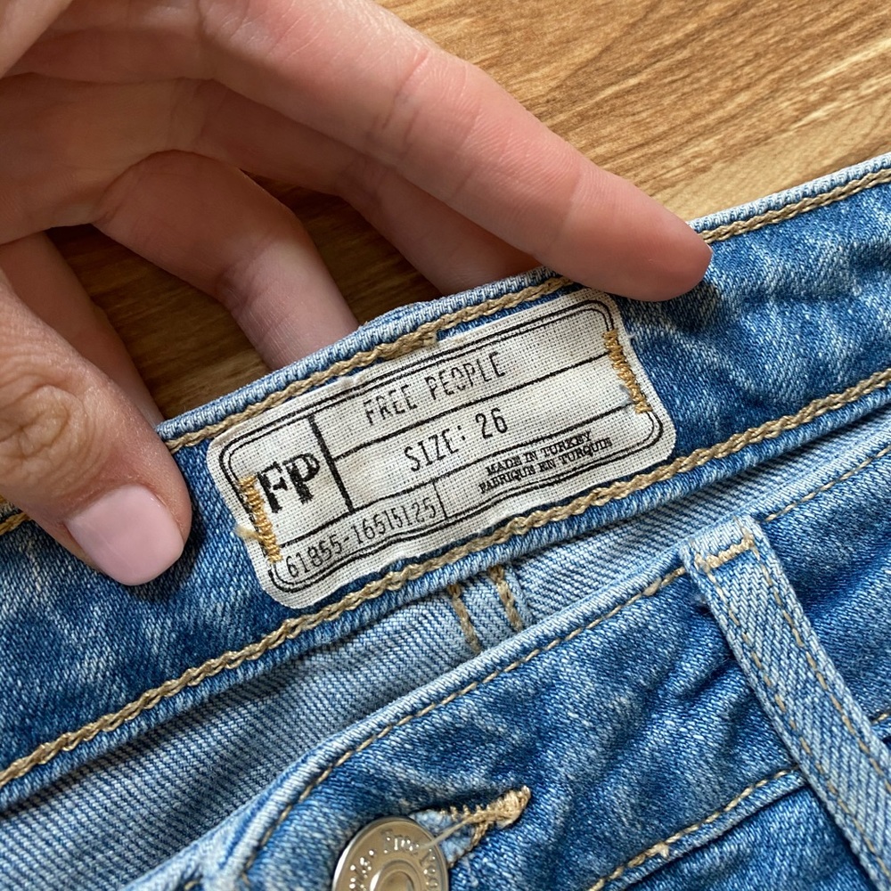 Free people straight leg frayed hem jeans